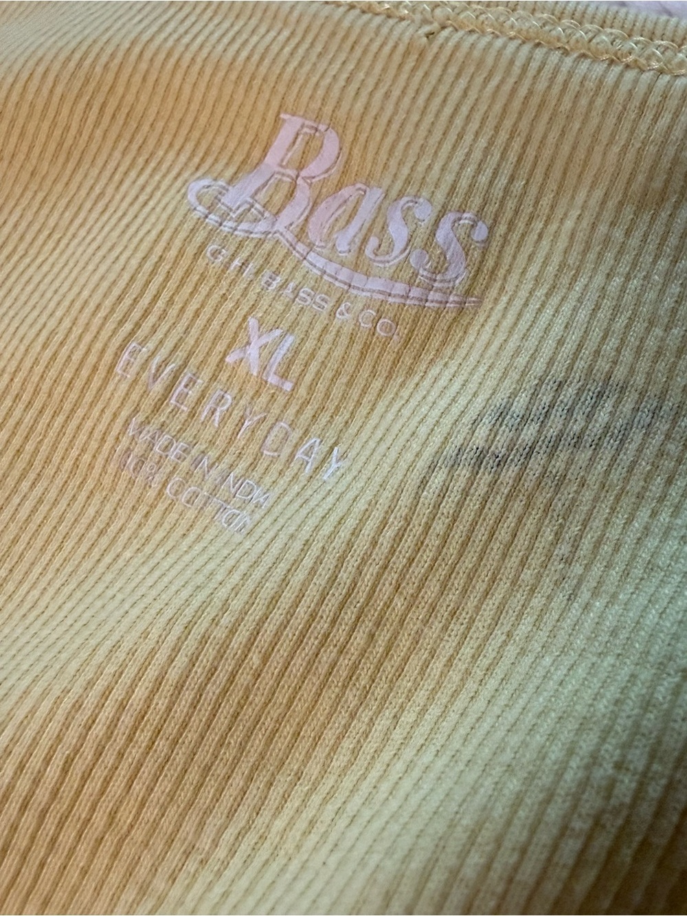 Bass 100% Cotton Yellow Tank Top with Striped Umbrellas. - Picture 2 of 6